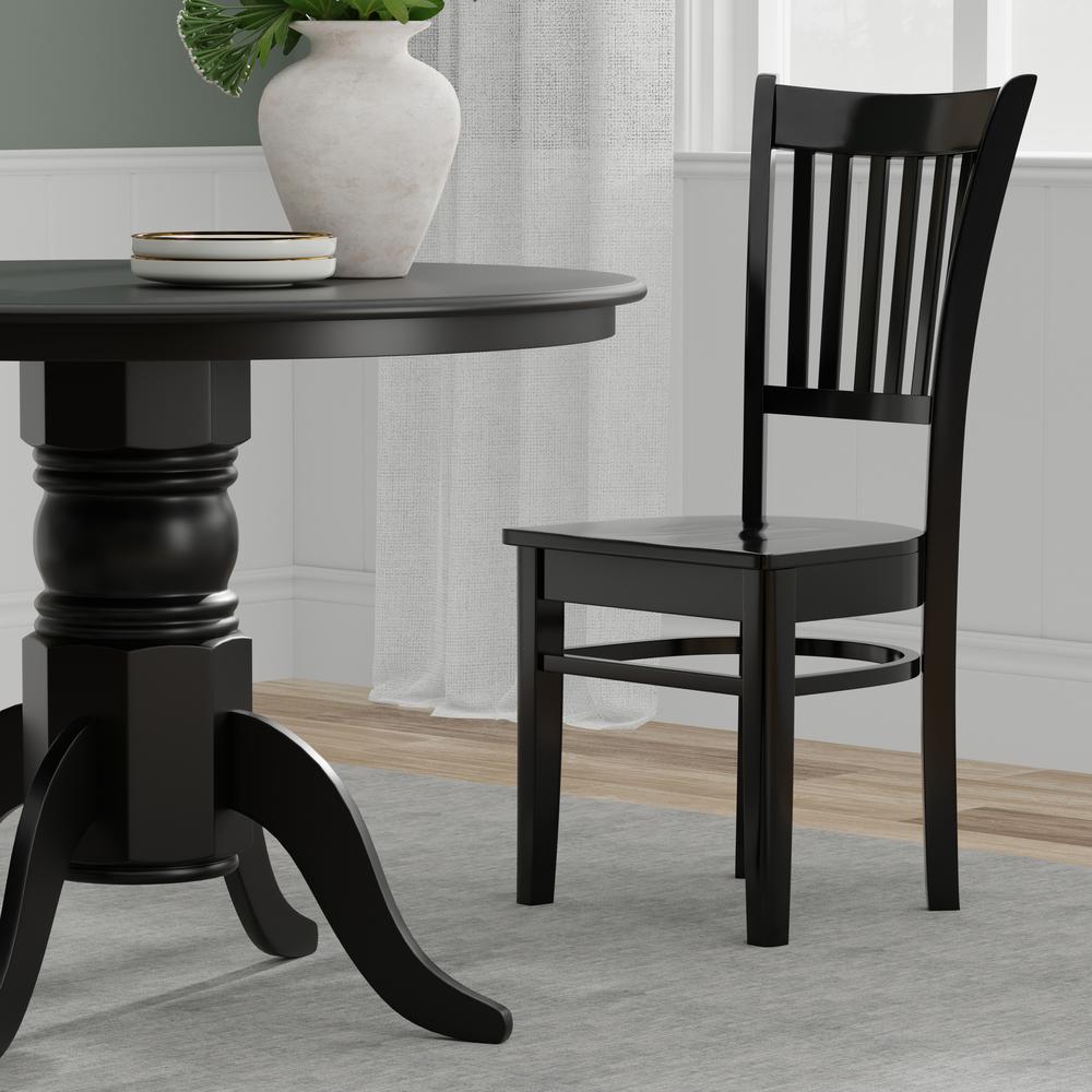 5PC Dining Set - 42" Rnd Pedestal Table + Spindle Chairs -Blk. Picture 7