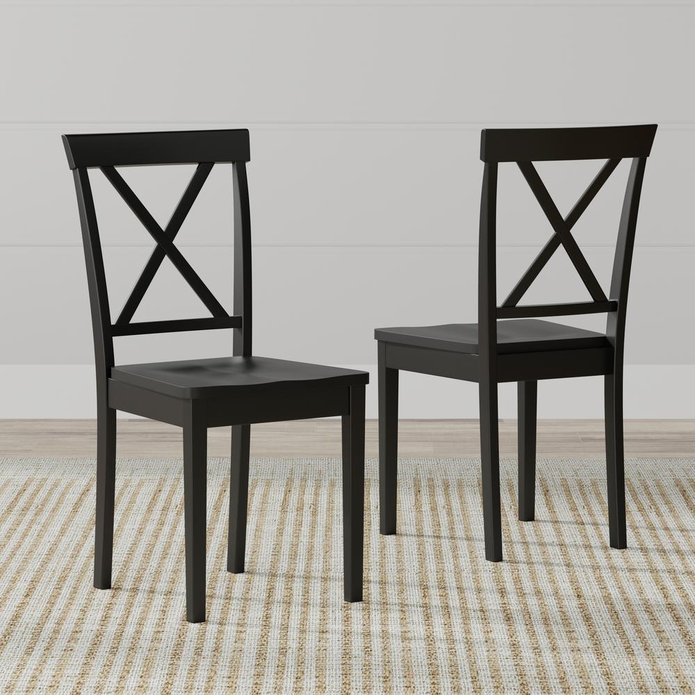 3PC Dining Set - 42" Rnd Pedestal Table + X-Back Chairs -Blk. Picture 3