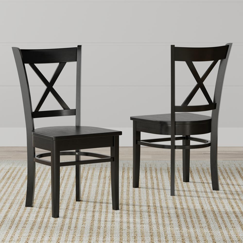 3PC Dining Set - 42" Rnd Pedestal Table + Cross Back Chairs -Blk. Picture 3