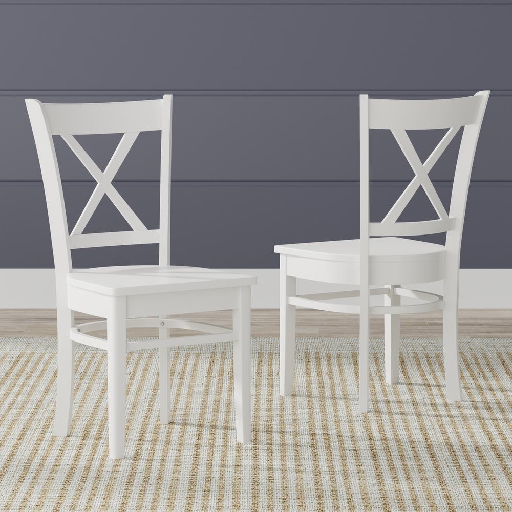 3PC Dining Set - 42" Rnd Pedestal Table + Cross Back Chairs -Wht. Picture 5