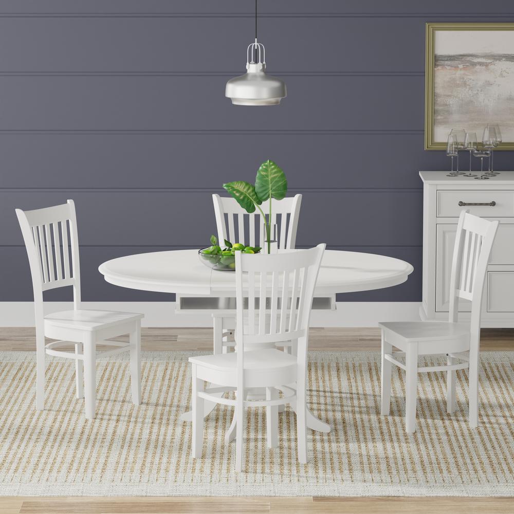 5PC Dining Set - Oval Butterfly Leaf Table + Spindle Chairs -Wht. Picture 1