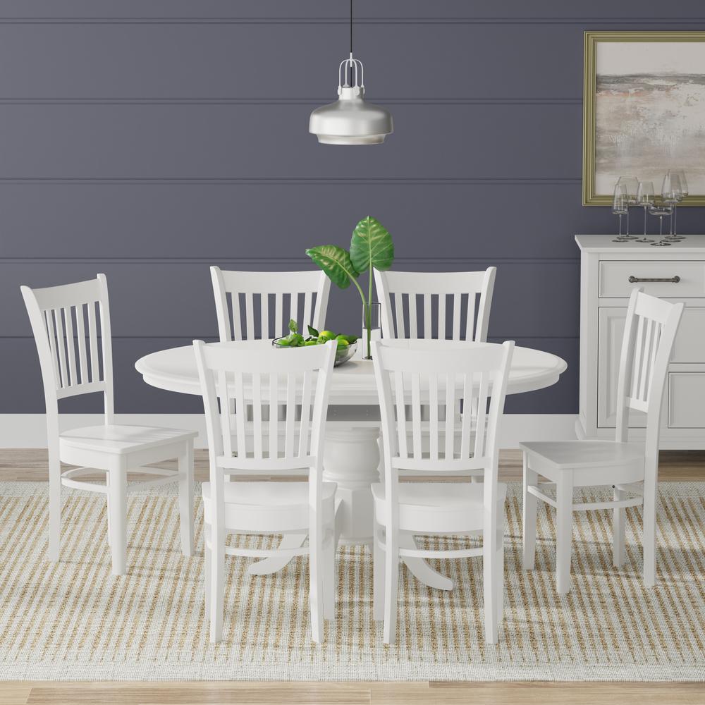 7PC Dining Set - Oval Butterfly Leaf Table + Spindle Chairs -Wht. Picture 1