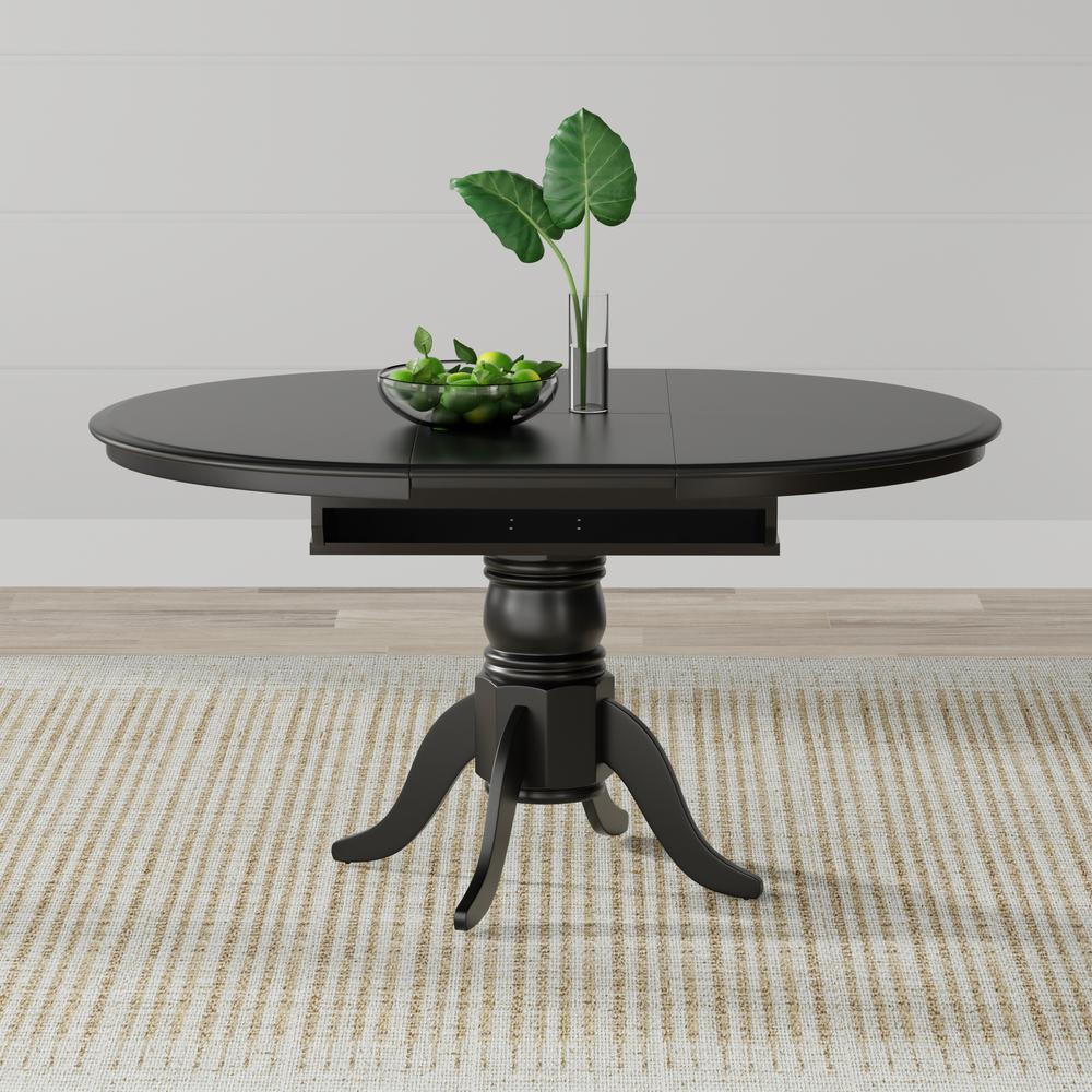 5PC Dining Set - Oval Butterfly Leaf Table + Dbl X-Back Chairs -Blk. Picture 2
