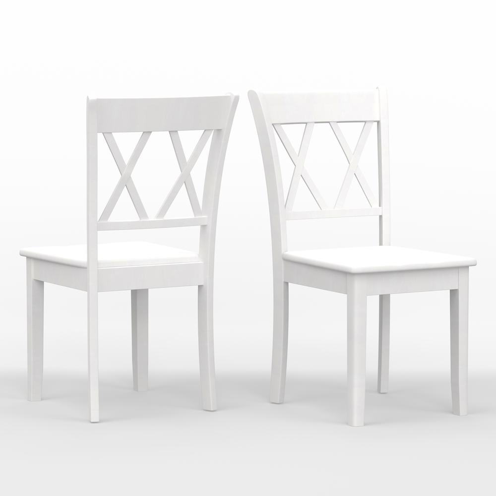 7PC Dining Set - Oval Butterfly Leaf Table + Dbl X-Back Chairs -Wht. Picture 8
