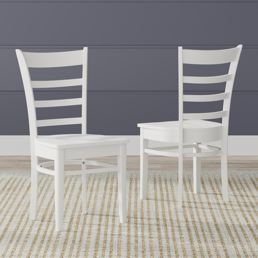 3PC Dining Set - 42" Rnd Dbl Drop-Leaf Table -Wht/Nat + Wht Slat Back Chairs. Picture 3