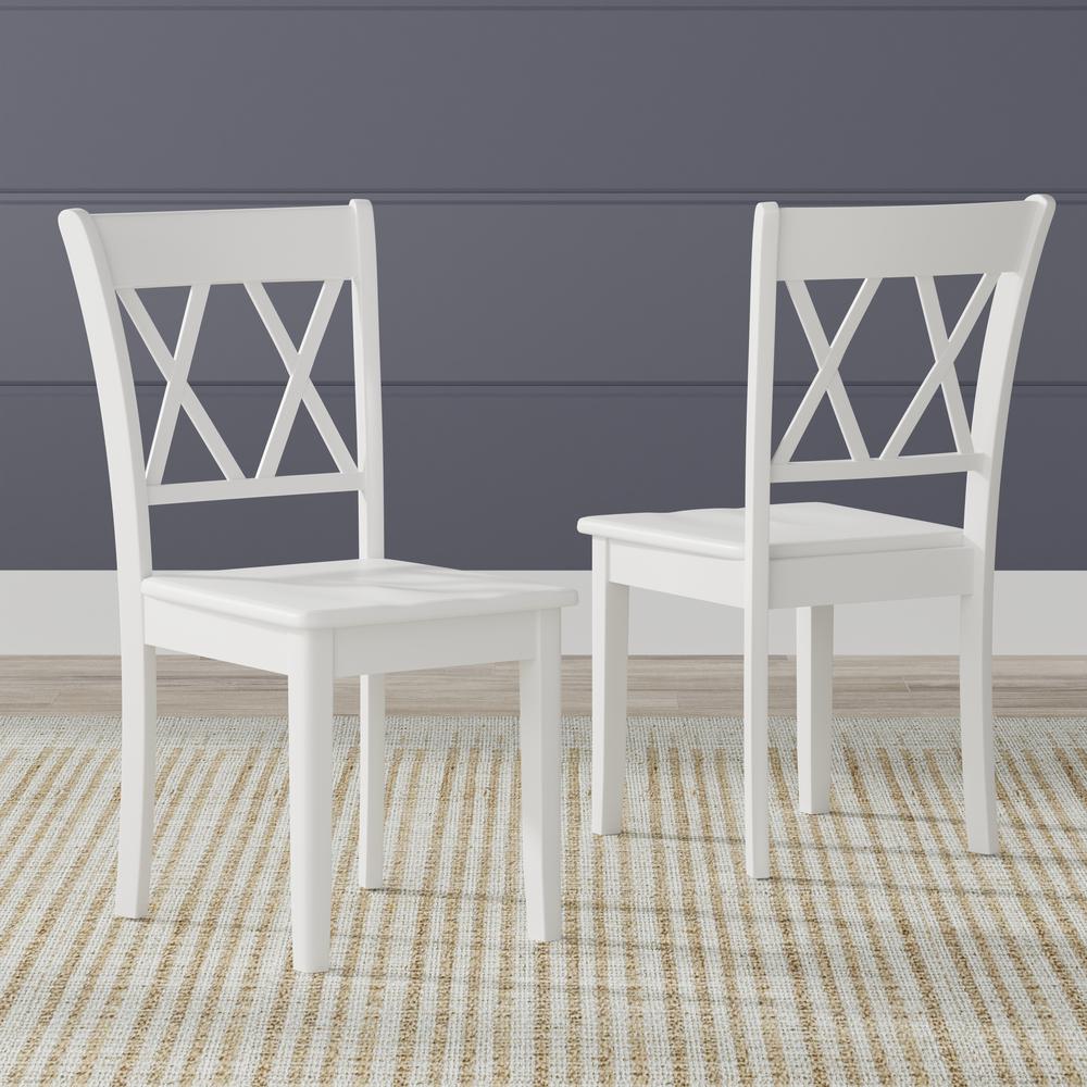 3PC Dining Set - 48" Wood Table -Wht/Nat + Wht Dbl X-Back Chairs. Picture 3