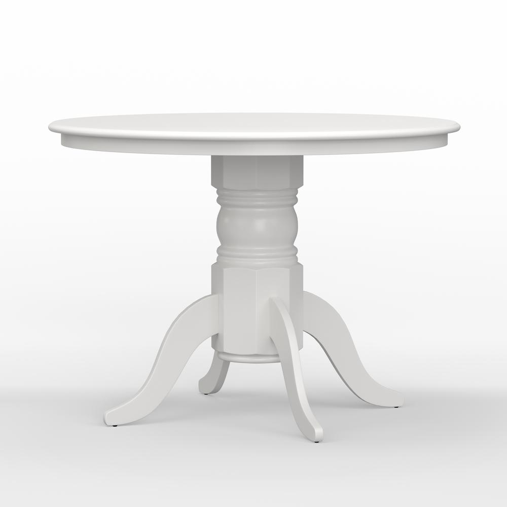 3PC Dining Set - 42" Rnd Pedestal Table -Wht + Wht/Nat Slat Back Chairs. Picture 4