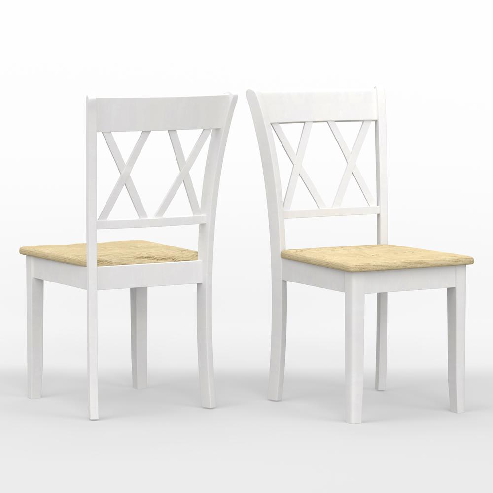 3PC Dining Set - 42" Rnd Pedestal Table + Dbl X-Back Chairs -Wht/Nat. Picture 6