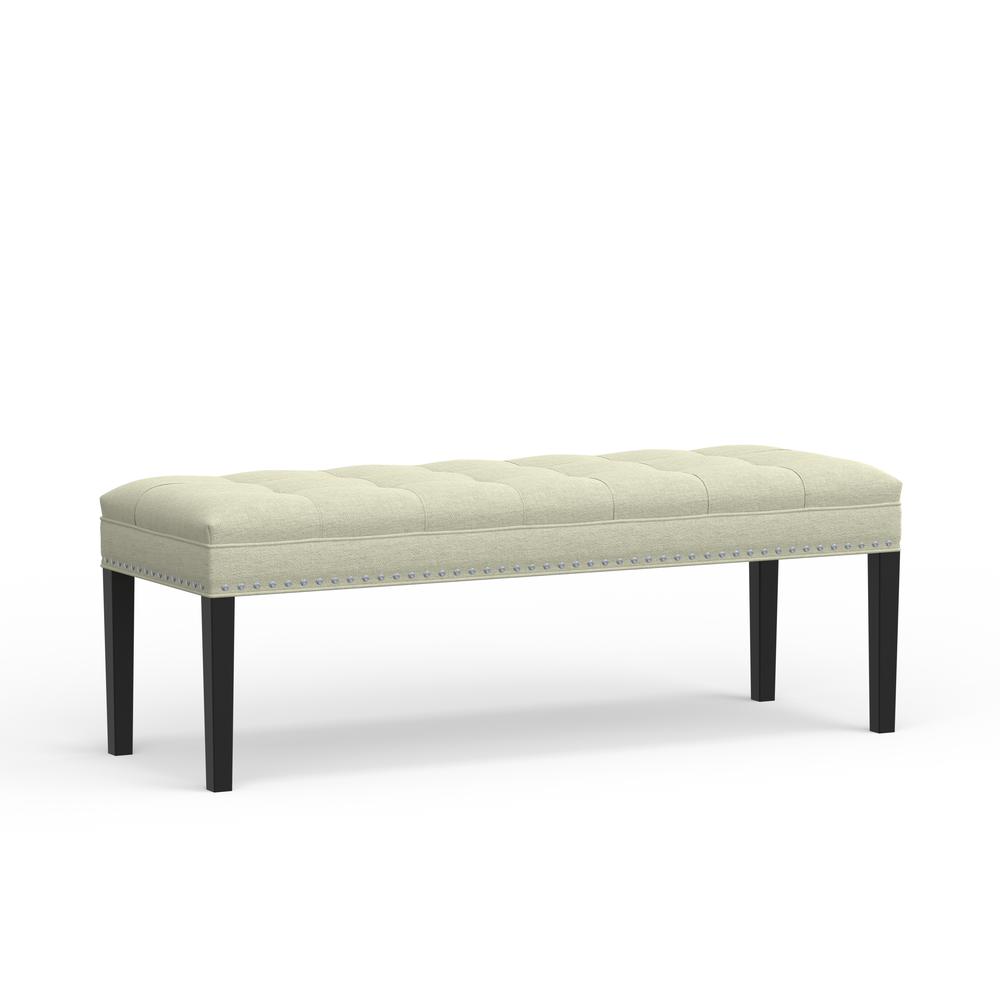 46.5" Upholstered Bench w/ Nailhead Trim - Beige. Picture 3