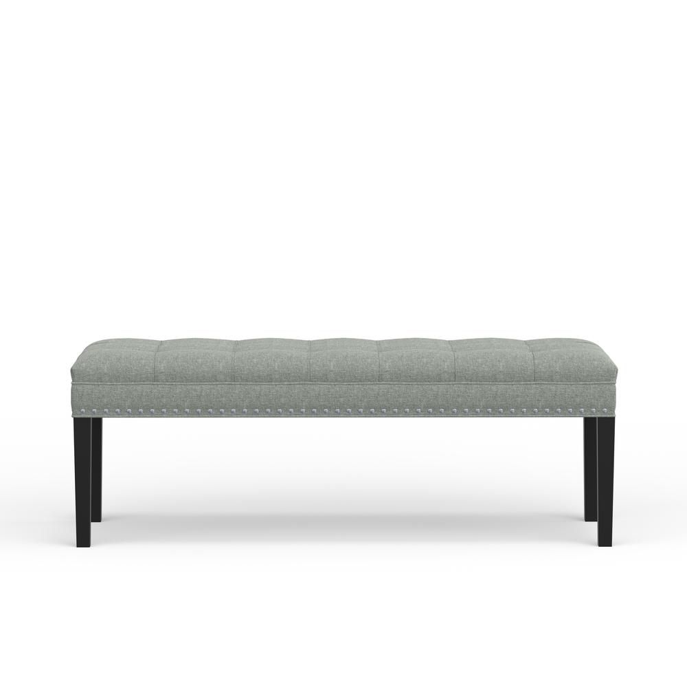 46.5" Upholstered Bench w/ Nailhead Trim - Light Grey. Picture 4