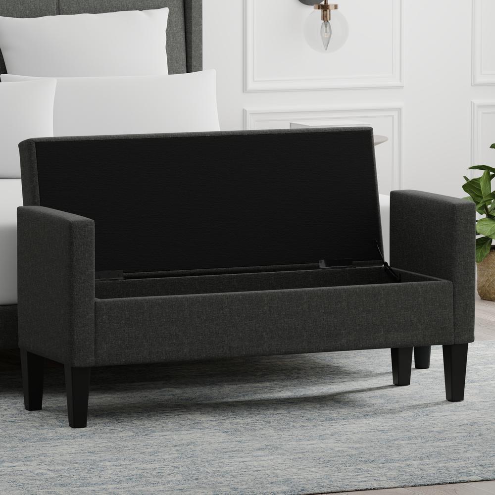 52" Upholstered Storage Bench - Dark Grey. Picture 2