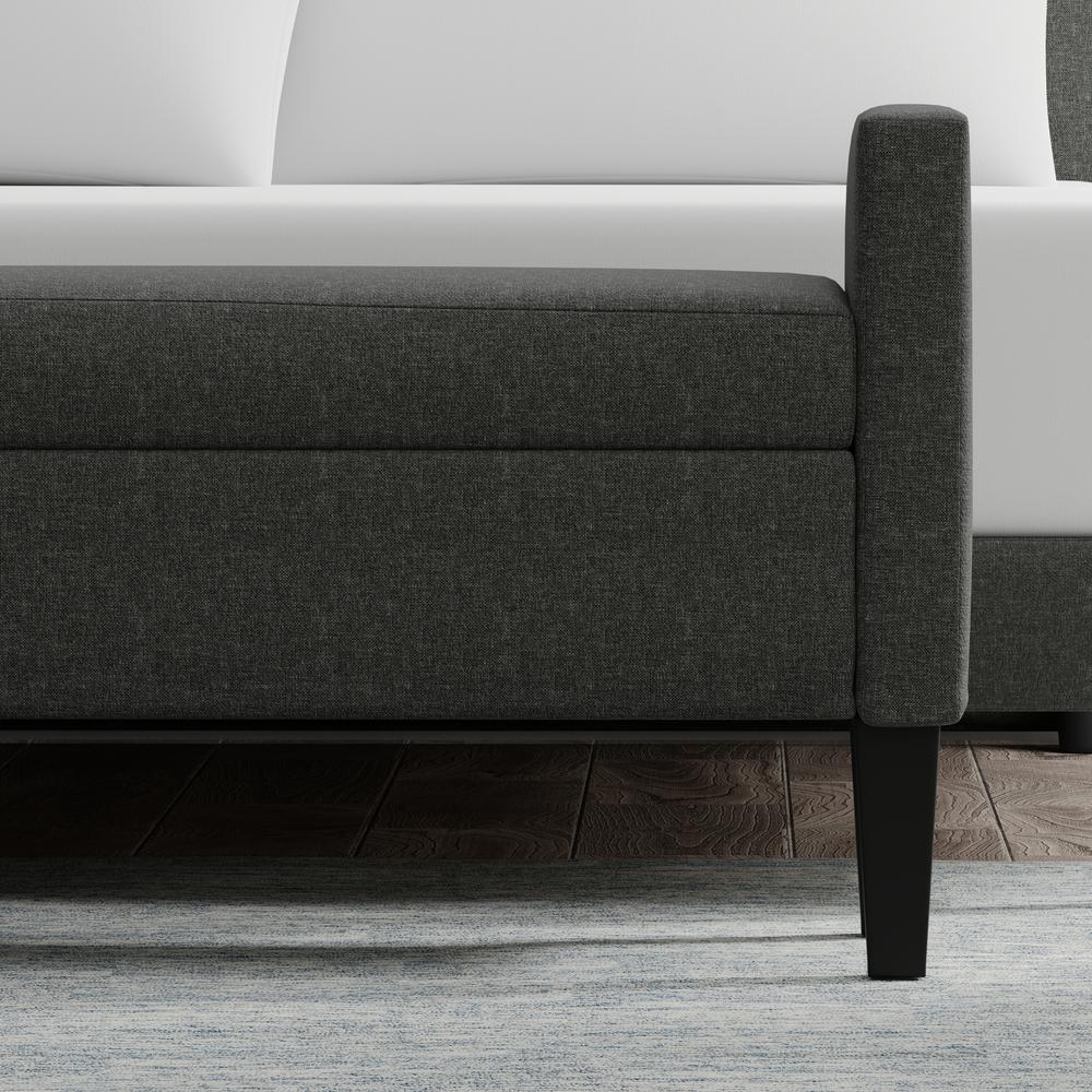 52" Upholstered Storage Bench - Dark Grey. Picture 3