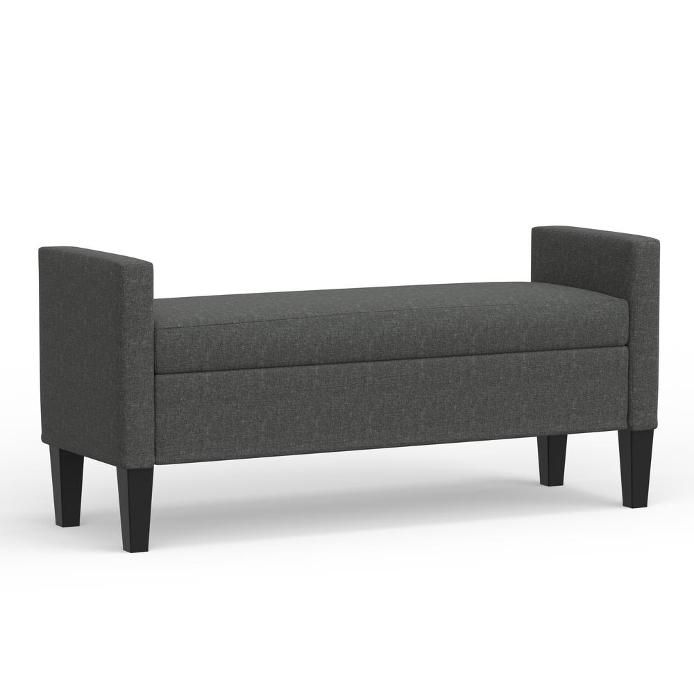 52" Upholstered Storage Bench - Dark Grey. Picture 4