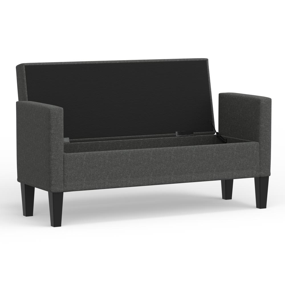 52" Upholstered Storage Bench - Dark Grey. Picture 5