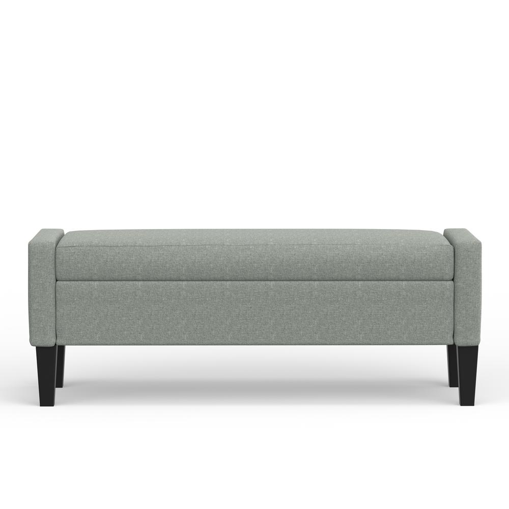 52" Upholstered Storage Bench w/ Truncated Arms - Light Grey. Picture 6