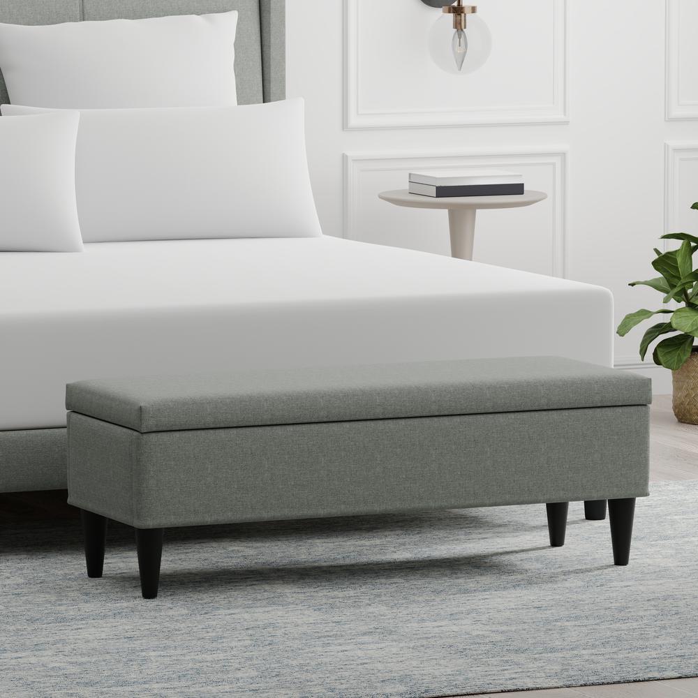 46.5" Upholstered Storage Bench - Light Grey. Picture 1
