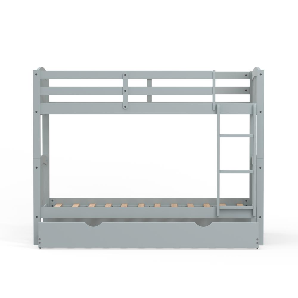 Arca Wood Twin/Twin Bunk Bed & Trundle - Light Grey. Picture 4