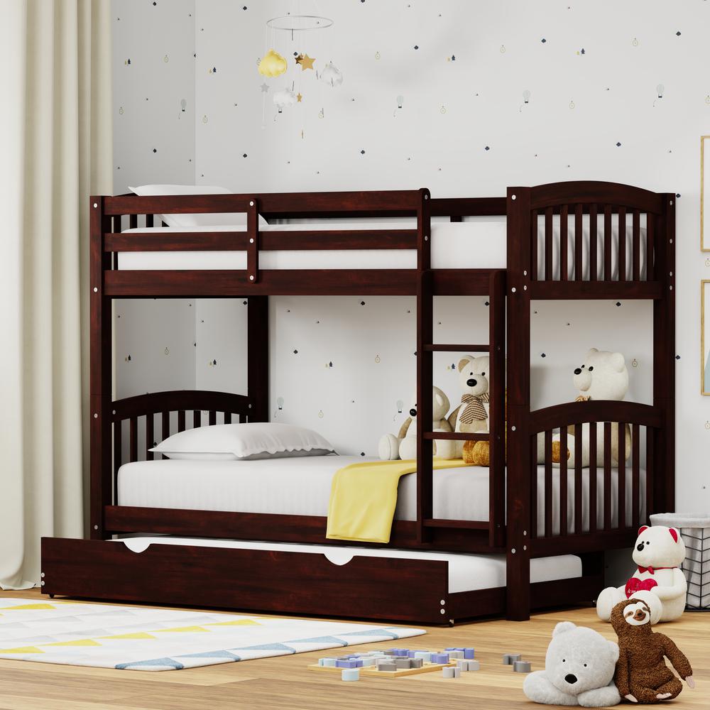 Arca Wood Twin/Twin Bunk Bed & Trundle - Espresso. Picture 1