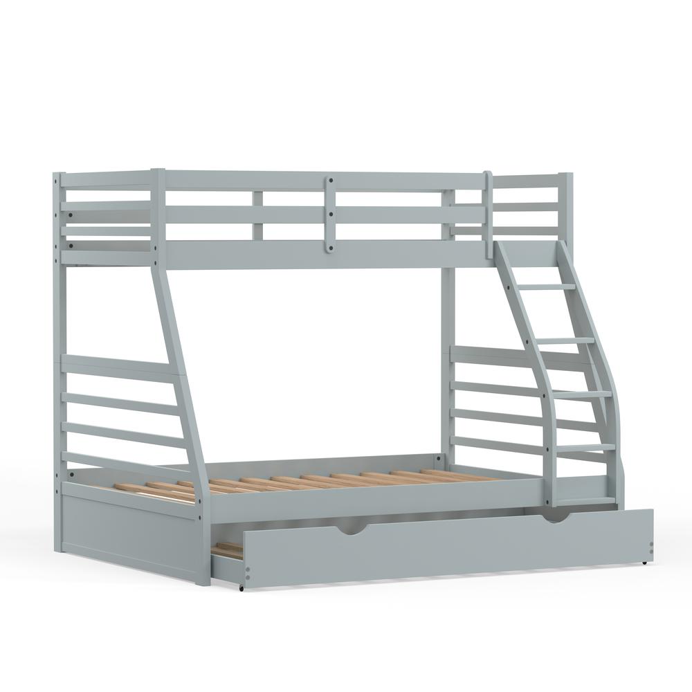 Plana Wood Twin/Full Bunk Bed & Trundle - Light Grey. Picture 3