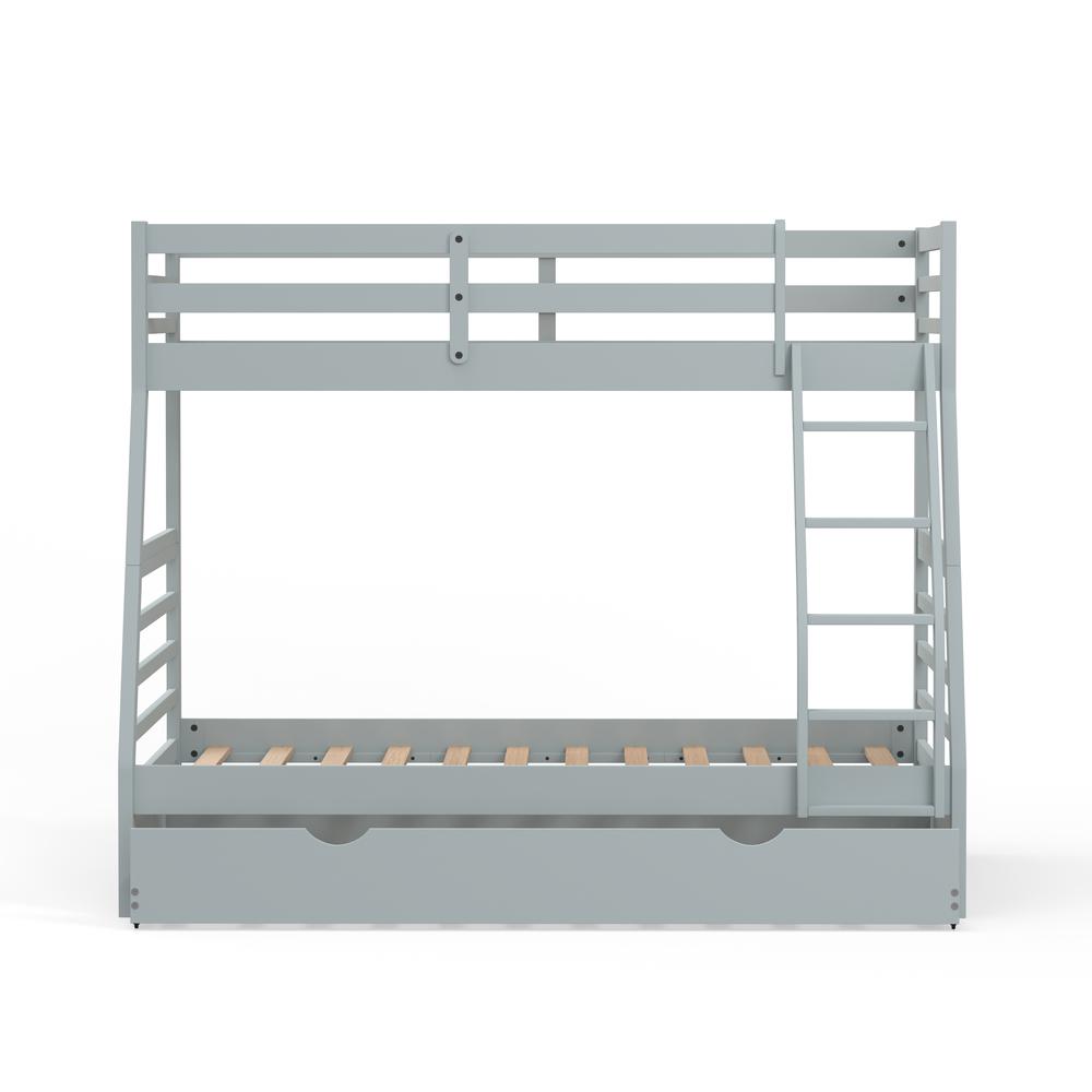 Plana Wood Twin/Full Bunk Bed & Trundle - Light Grey. Picture 4