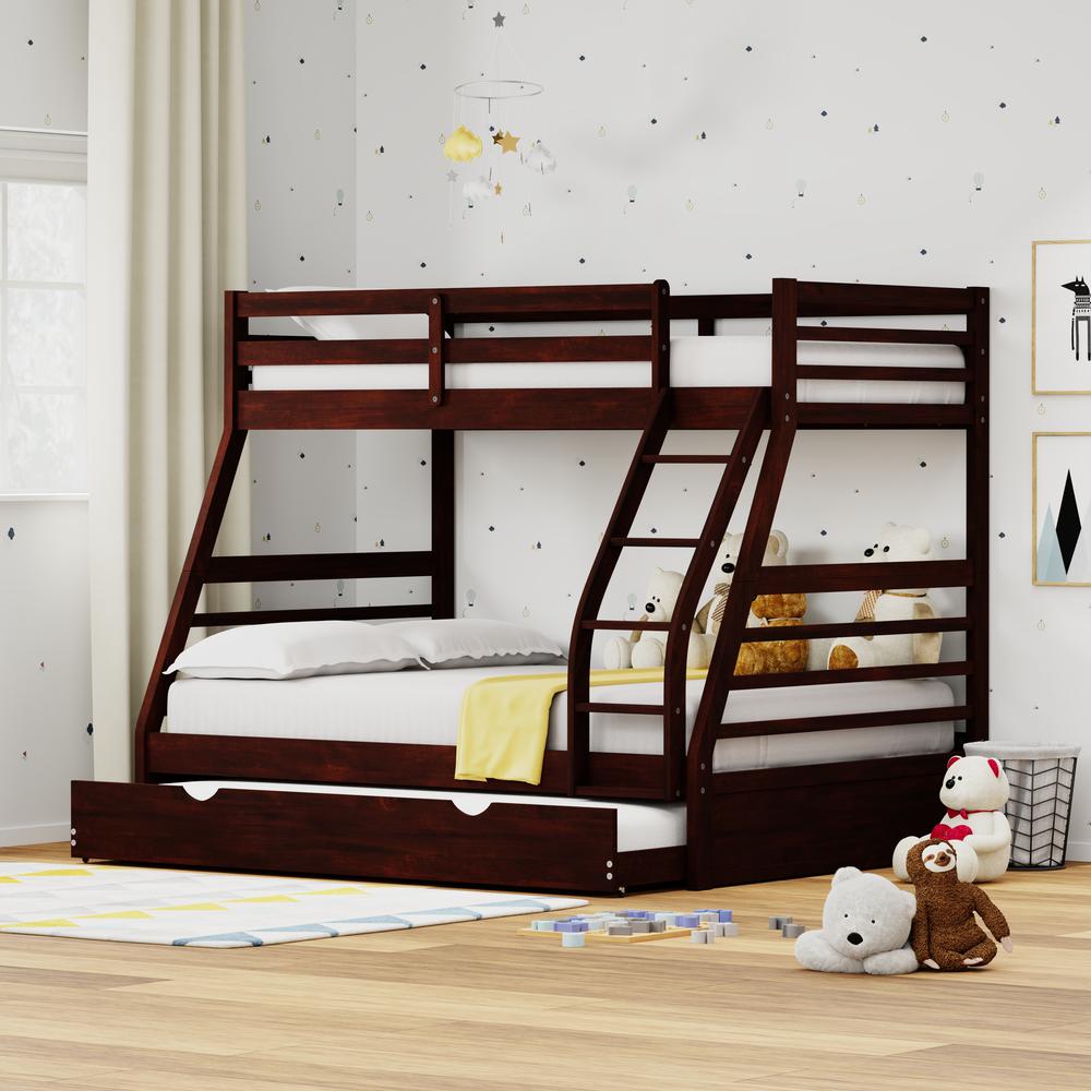 Plana Wood Twin/Full Bunk Bed & Trundle - Espresso. Picture 1