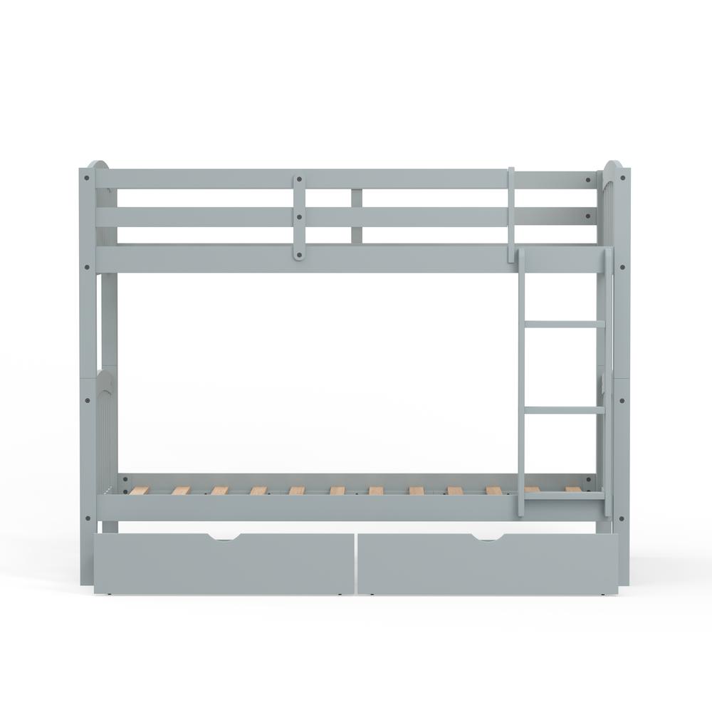 Arca Wood Twin/Twin Bunk Bed & Storage Drawers - Light Grey. Picture 4