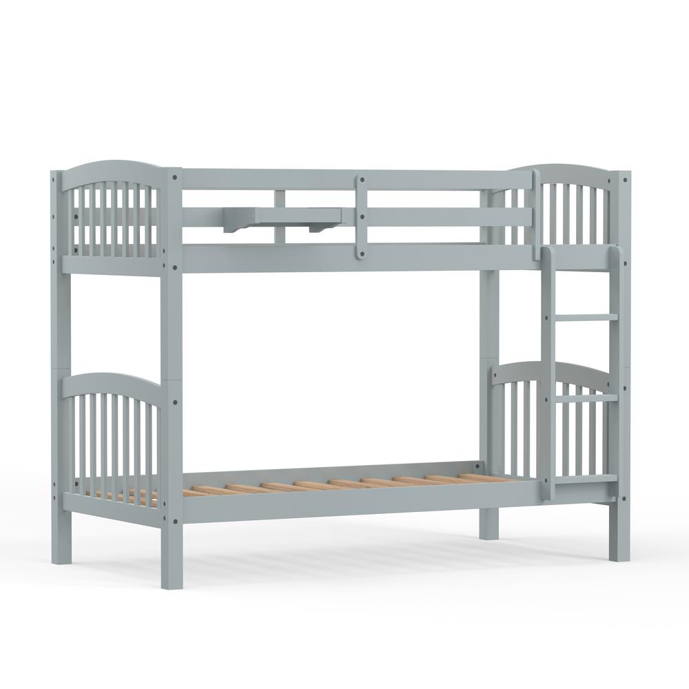 Arca Wood Twin/Twin Bunk Bed & Hanging Nightstand - Light Grey. Picture 4