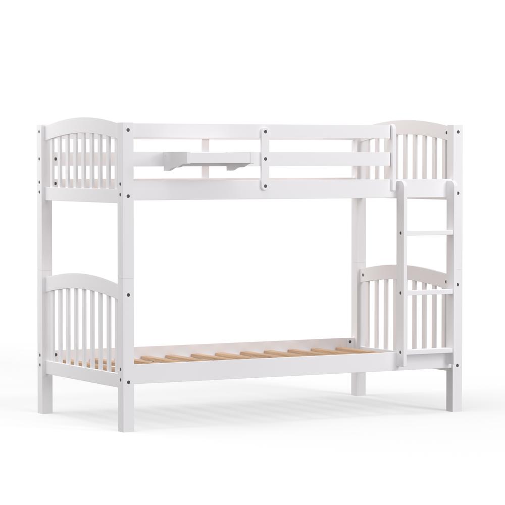 Arca Wood Twin/Twin Bunk Bed & Hanging Nightstand - White. Picture 4