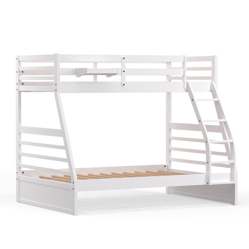 Plana Wood Twin/Full Bunk Bed & Hanging Nightstand - White. Picture 4