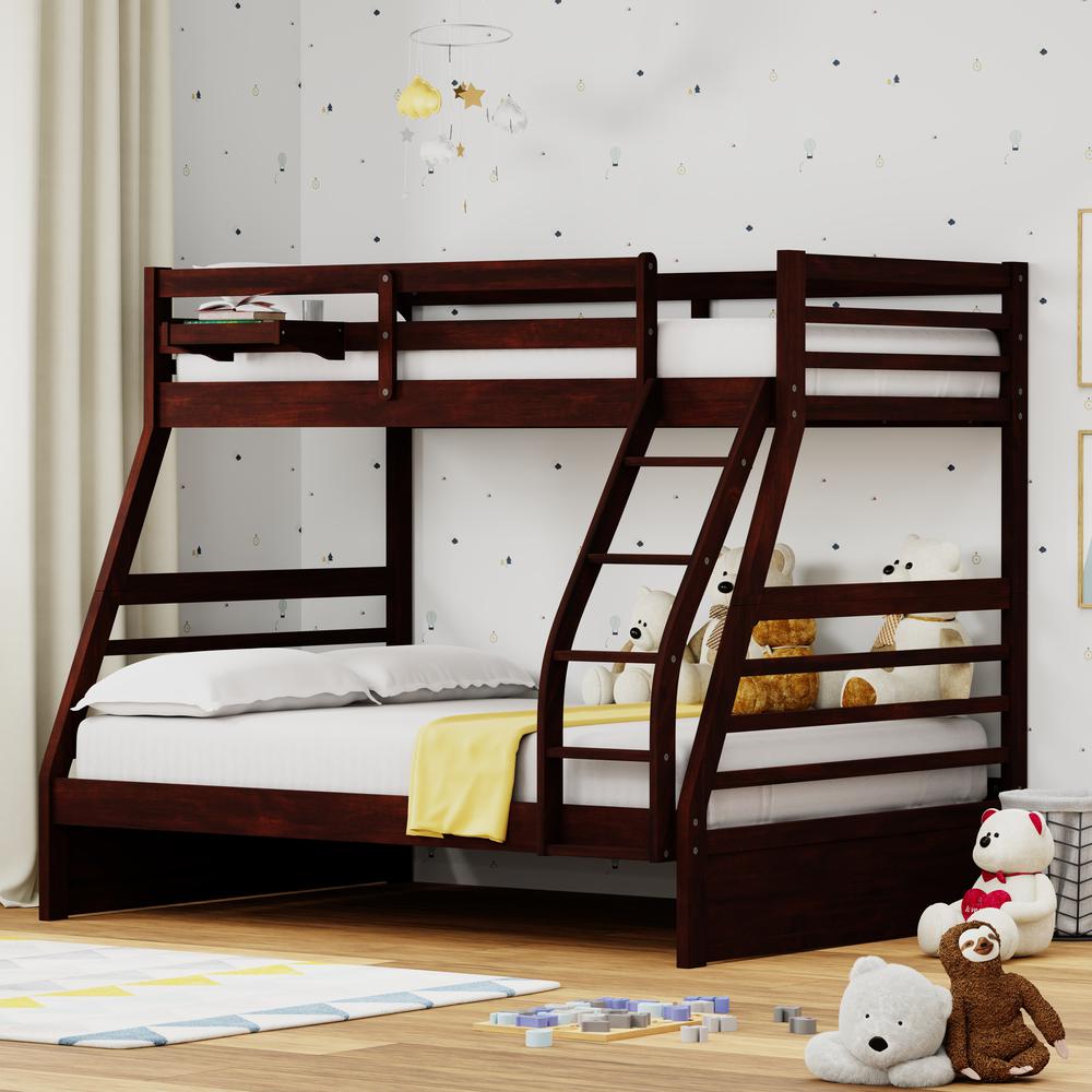 Plana Wood Twin/Full Bunk Bed & Hanging Nightstand - Espresso. Picture 1