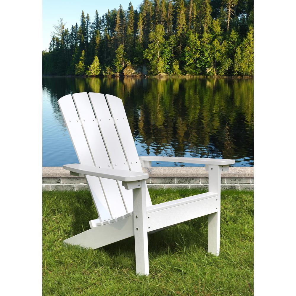 Lakeside Faux Wood Adirondack Chair, White. Picture 3