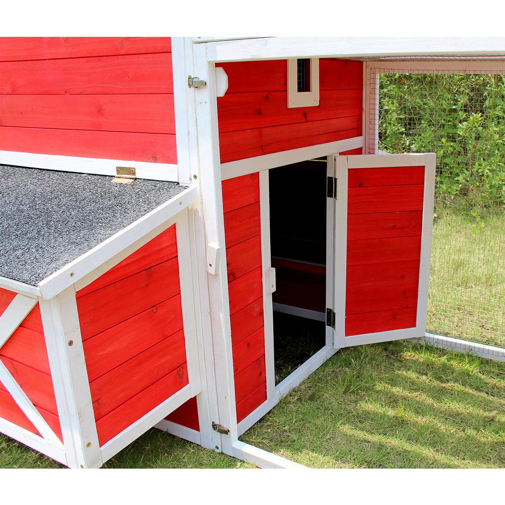 Red Barn Chicken Coop with Roof Top Planter. Picture 5