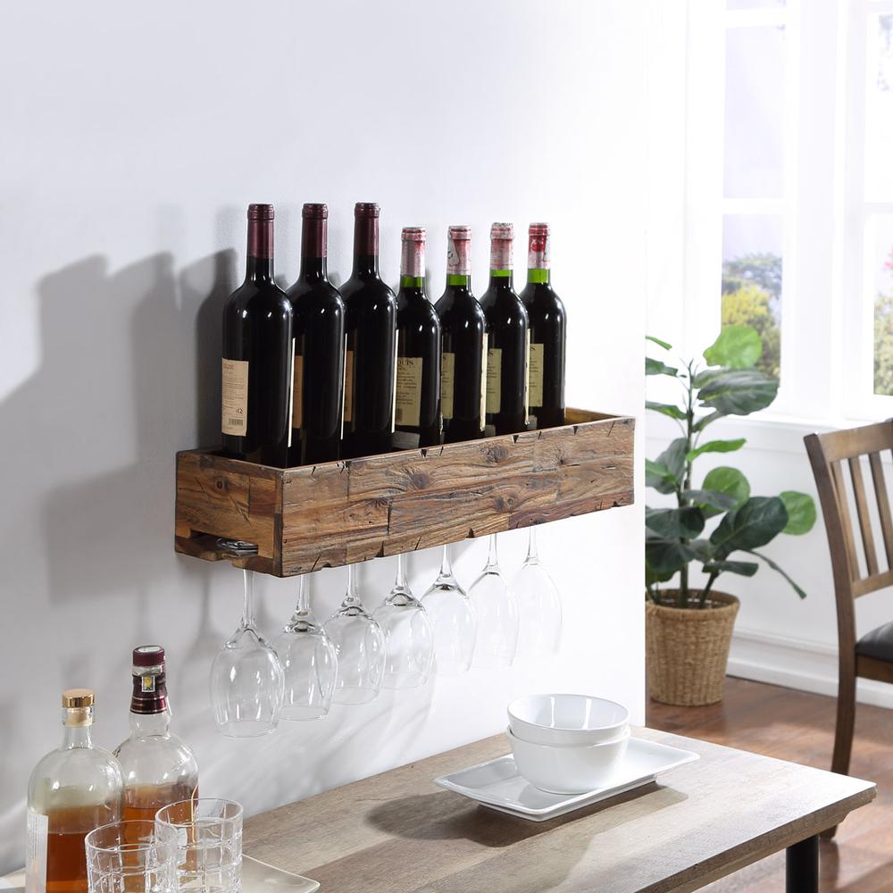 24″ Floating Wine Shelf With Glass Holder. Picture 4