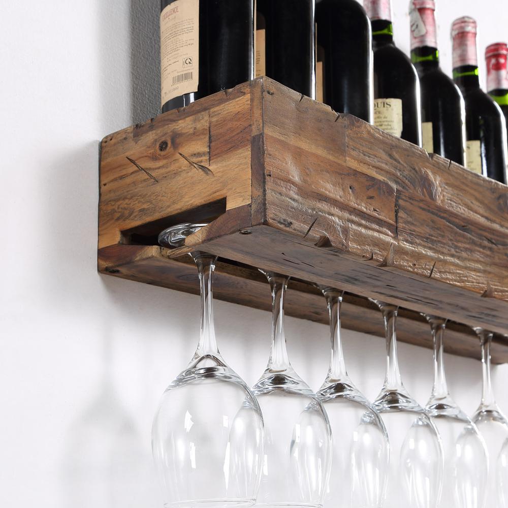 24″ Floating Wine Shelf With Glass Holder. Picture 3