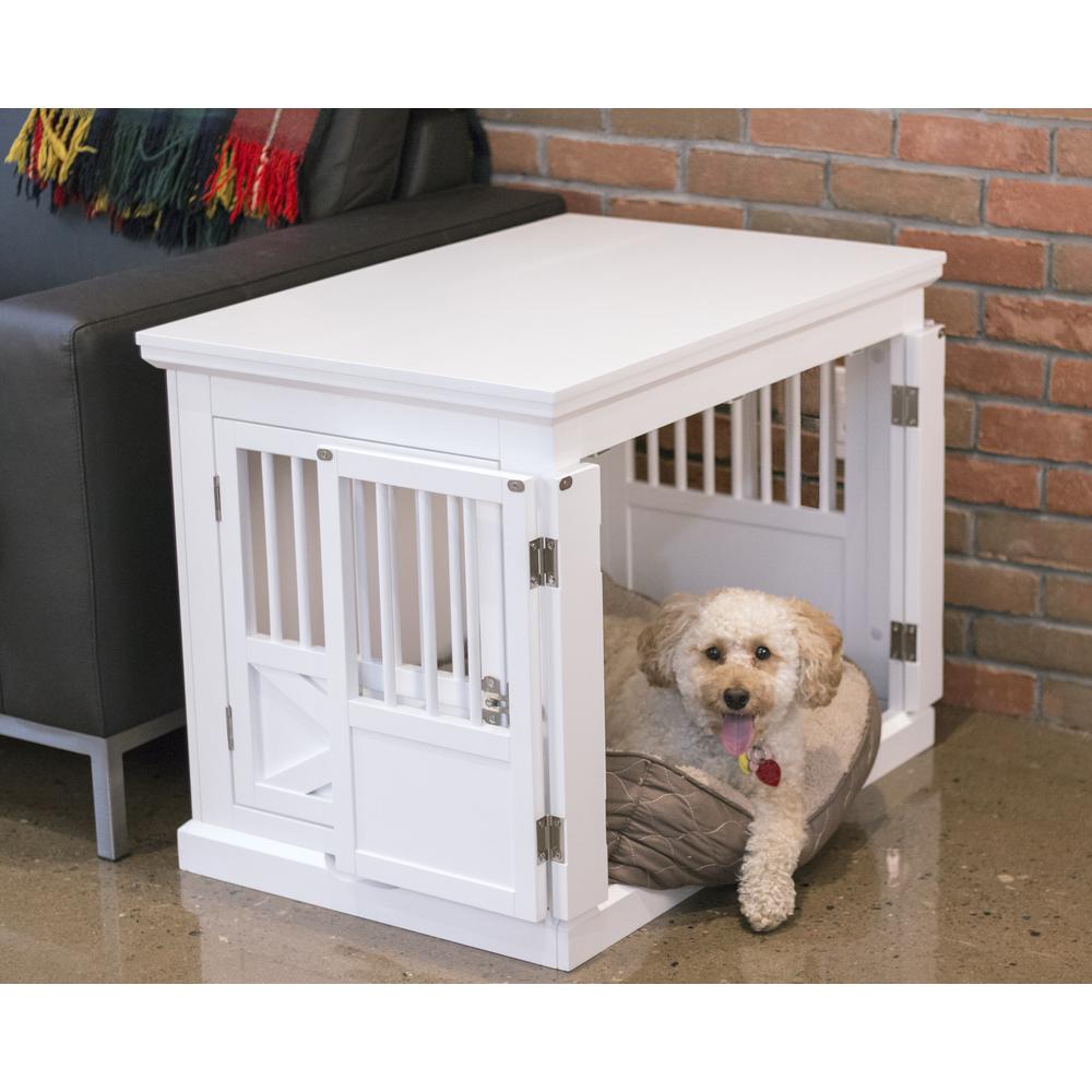 Triple Door Dog Crate, White, Medium. Picture 4