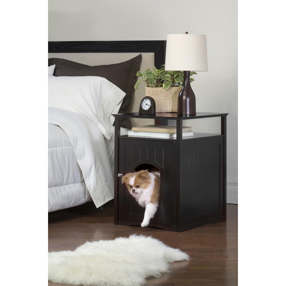 Cat Washroom Litter Box Cover / Night Stand Pet House, Black. Picture 4