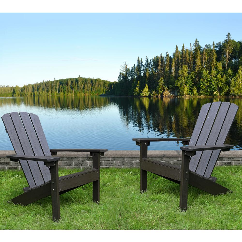 Lakeside Faux Wood Adirondack Chair, Espresso. Picture 4