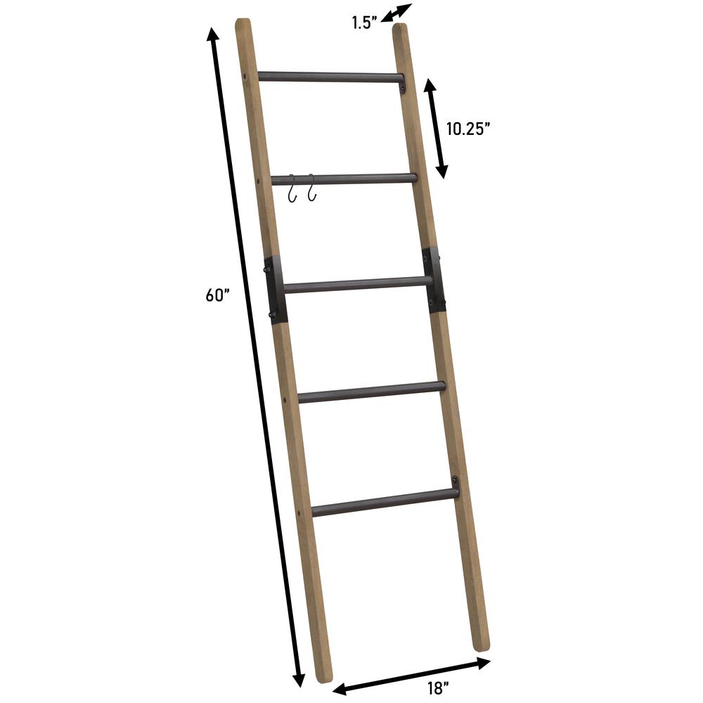 60″ Solid Wood & Steel Blanket Ladder. Picture 2