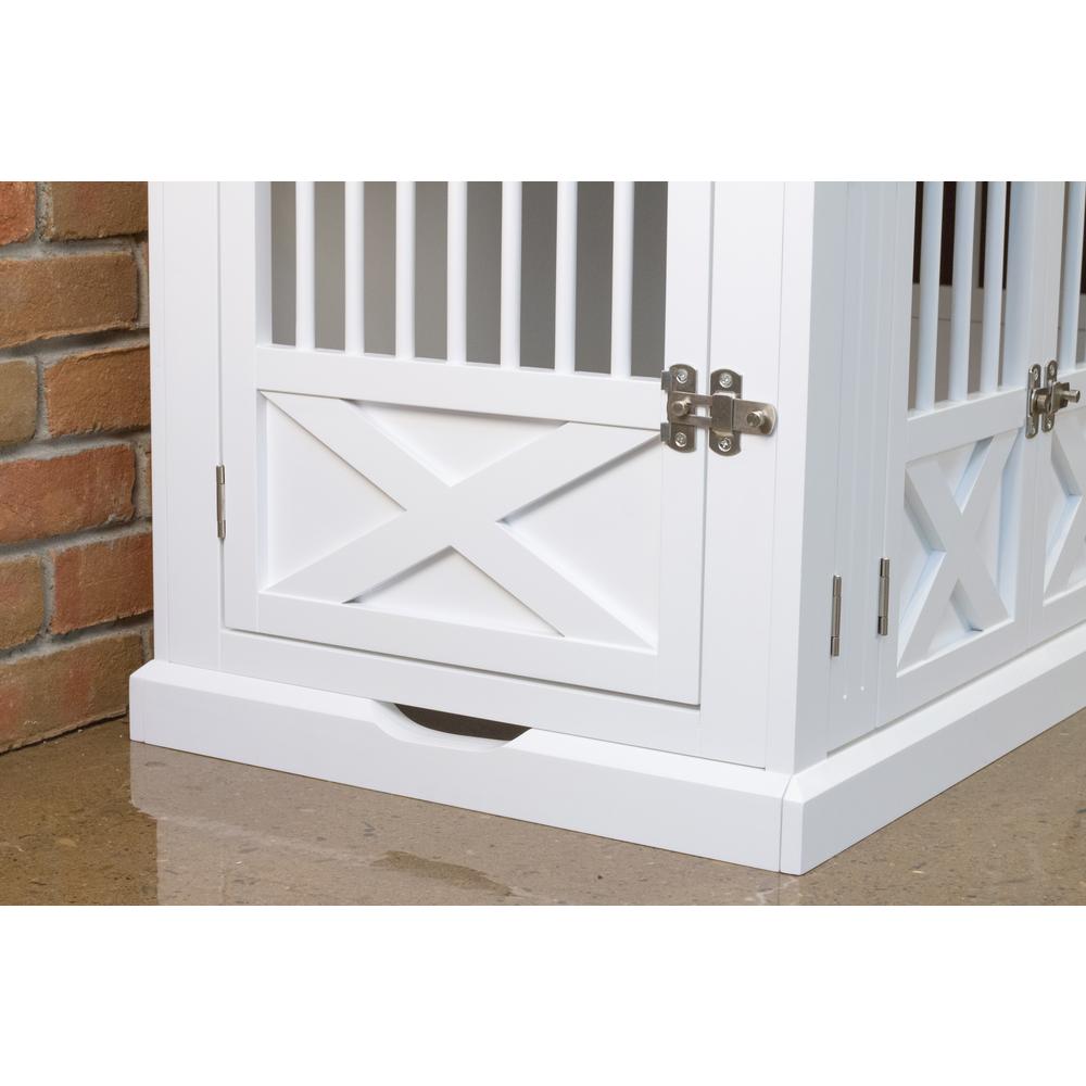 Triple Door Dog Crate, White, Medium. Picture 3