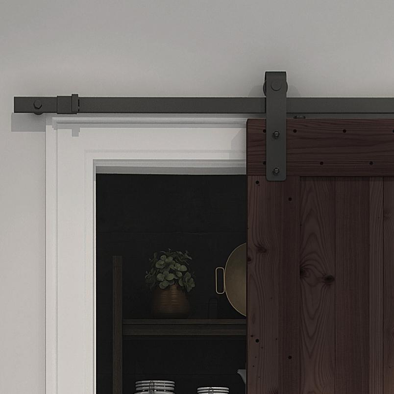 Farm Style Sliding Door, Distressed Smoke Finish. Picture 3