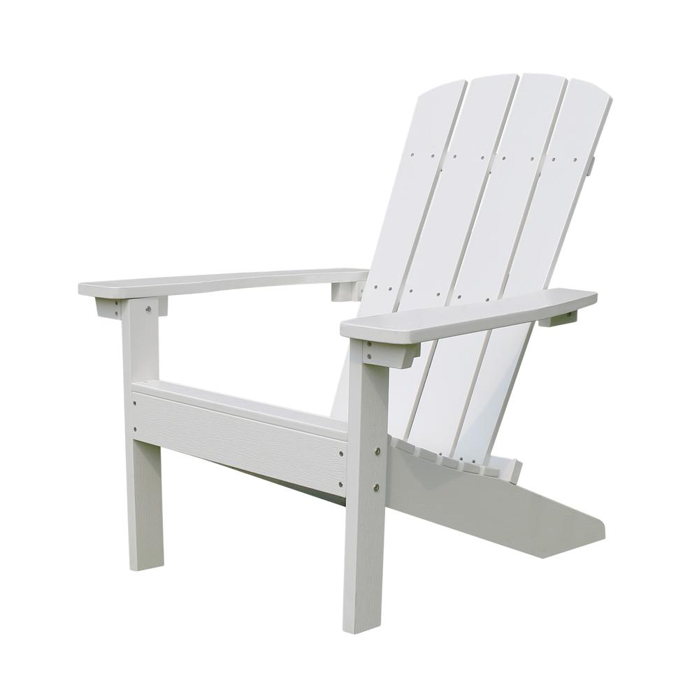 Lakeside Faux Wood Adirondack Chair, White. Picture 1