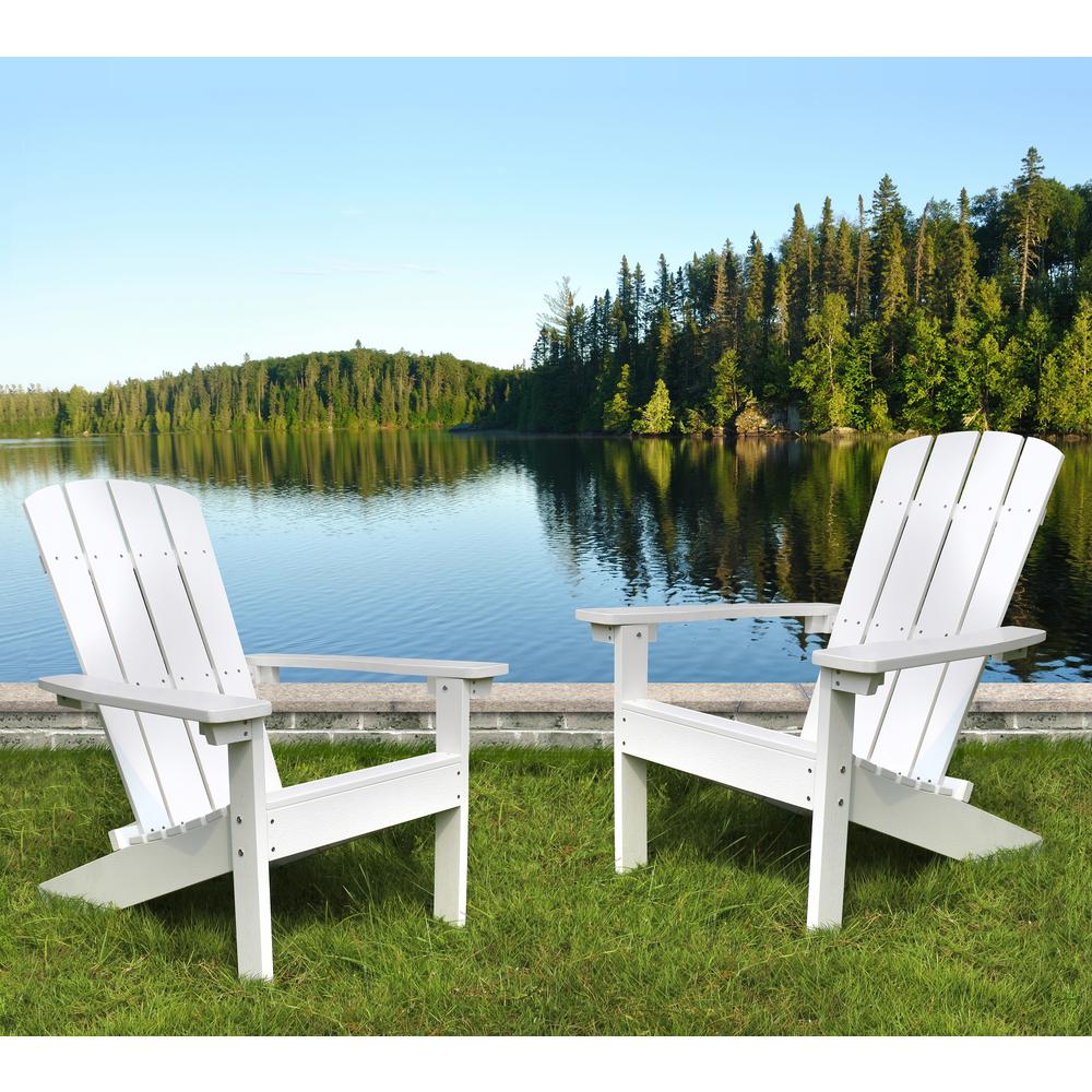 Lakeside Faux Wood Adirondack Chair, White. Picture 4