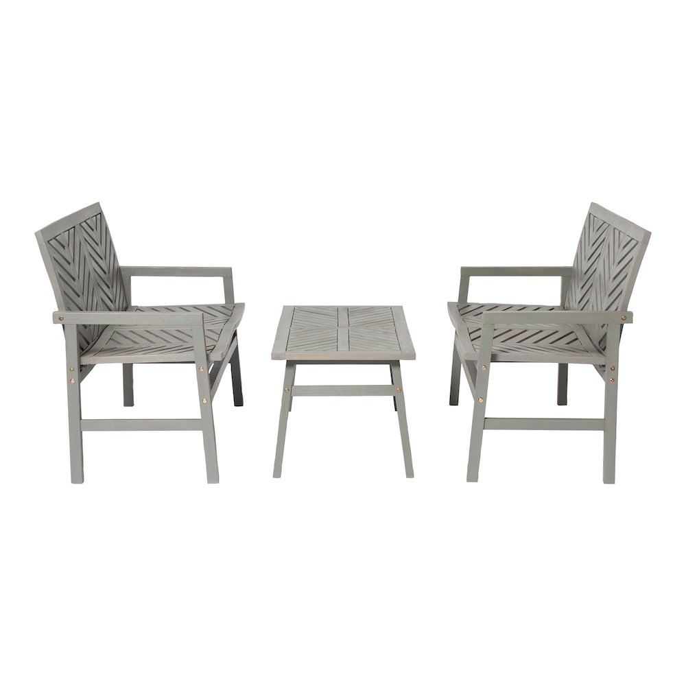 3-Piece Chevron Outdoor Patio Loveseat Chat Set - Grey Wash. Picture 4