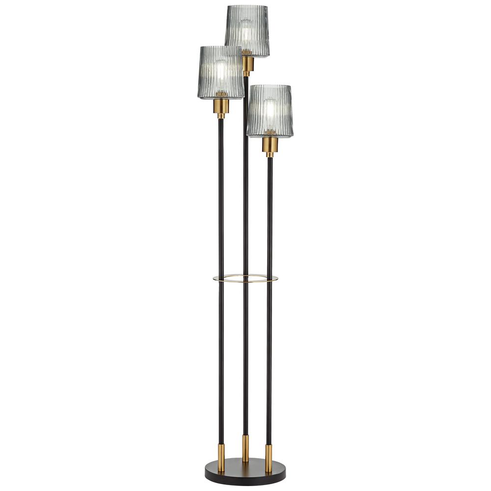 Floor lamp 3 light with smoke glass shade. Picture 1