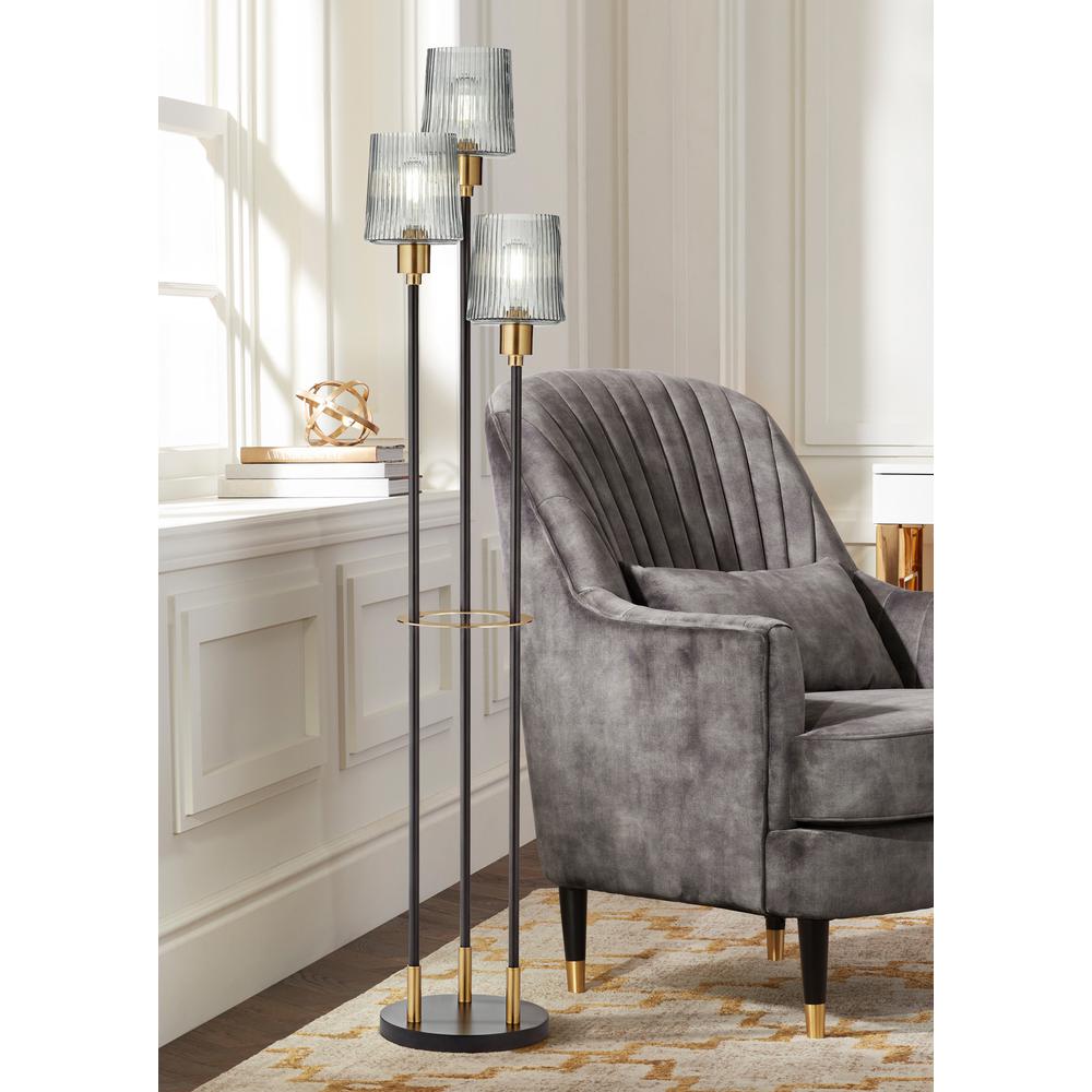 Floor lamp 3 light with smoke glass shade. Picture 4