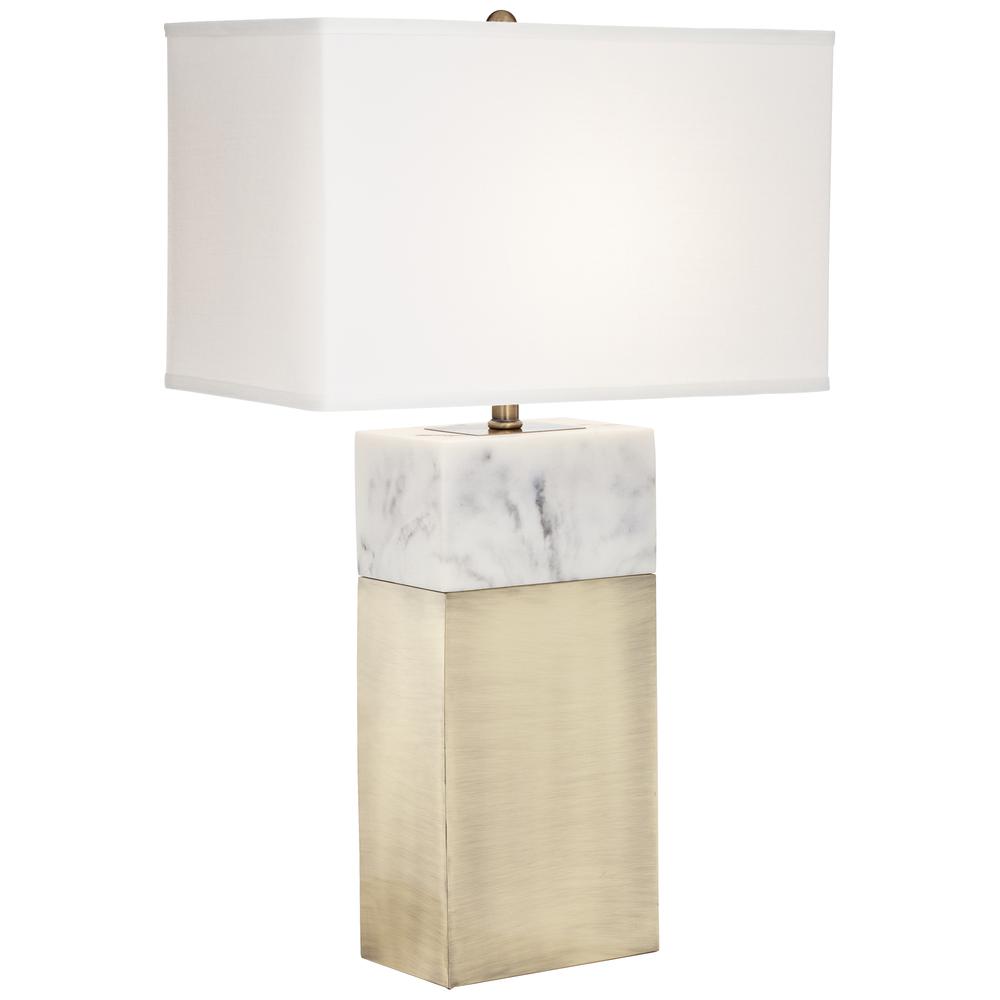 Table lamp Faux marble with ant brass metal. Picture 1