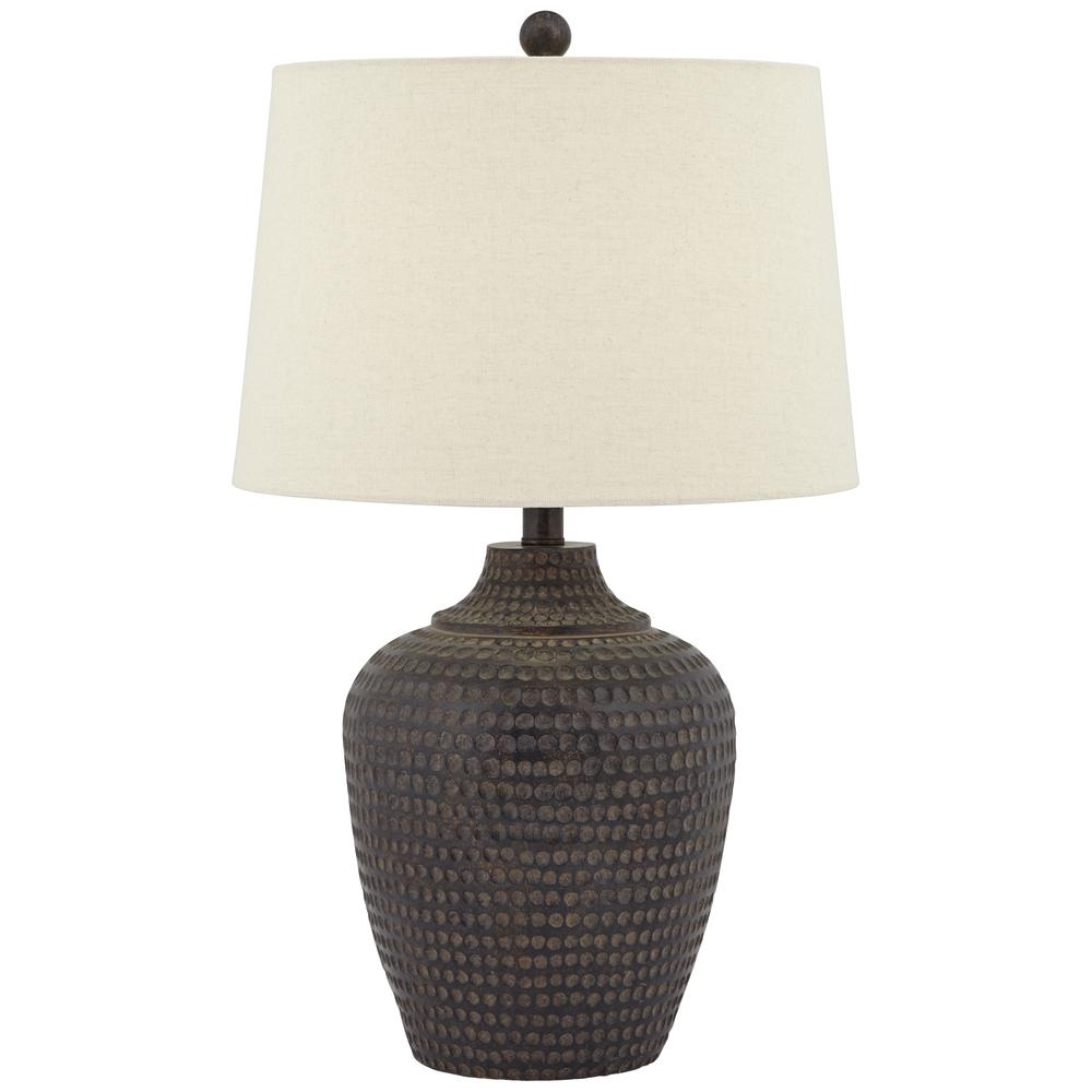 Table lamp Poly brown hammered faux wood look. Picture 1