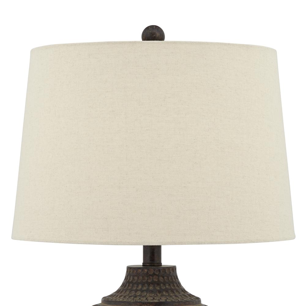 Table lamp Poly brown hammered faux wood look. Picture 4