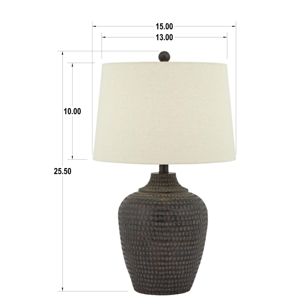 Table lamp Poly brown hammered faux wood look. Picture 7