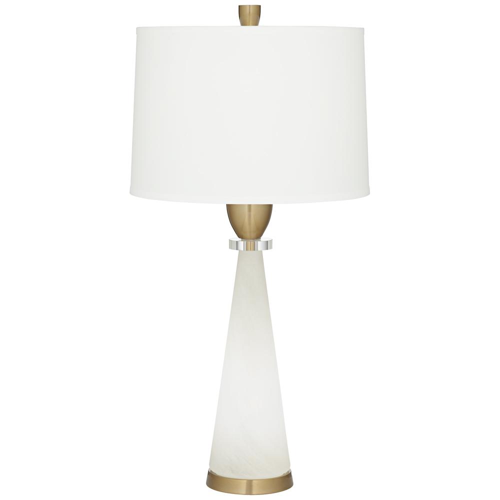 Table lamp Faux alabaster glass with warm brass. Picture 2